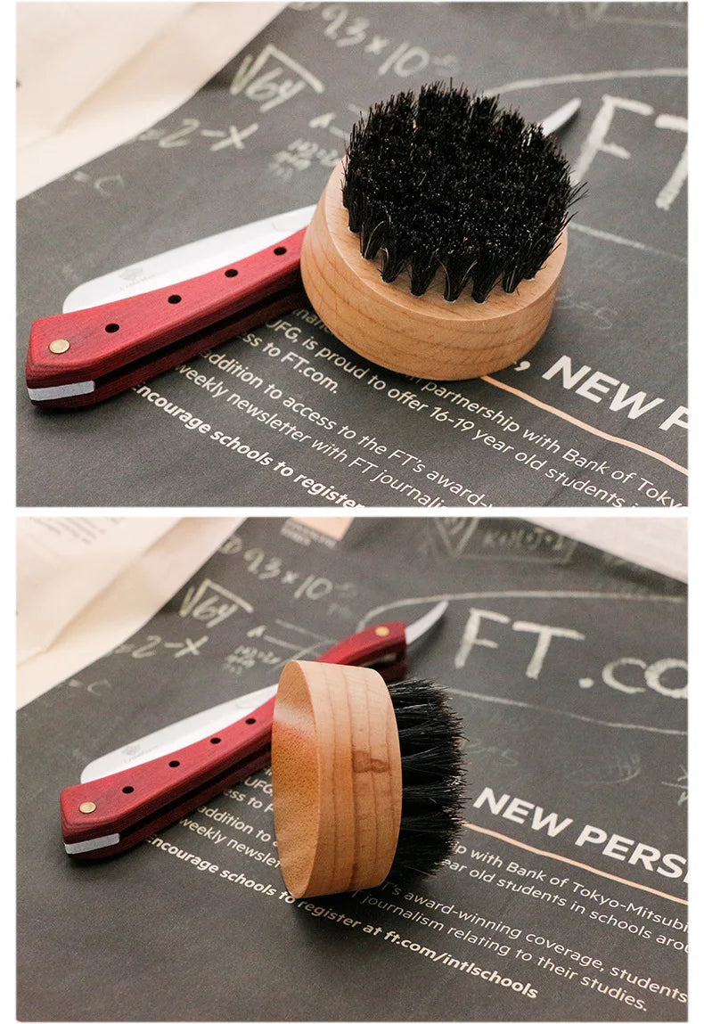 Manche en bois poils de sanglier barbe brosse outil de rasage brosse à cheveux en bois courbé hommes barbe rasage brosse coiffeur moustache brosses