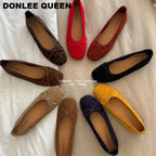 Mocassins ronds décontractés pour femmes, mocassins à enfiler, chaussures plates pour femmes, nœud papillon, ballerine douce, document Candy, mode