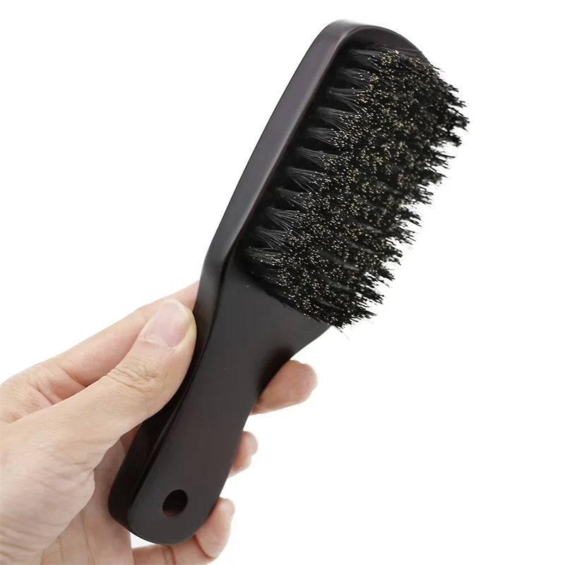 Manche en bois poils de sanglier barbe brosse outil de rasage brosse à cheveux en bois courbé hommes barbe rasage brosse coiffeur moustache brosses