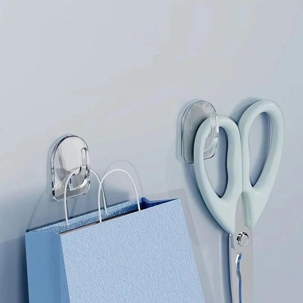Mini crochet adhésif transparent et résistant pour porte de cuisine, miroir de salle de bain, armoire, rangement de bijoux, sans marques, sans perçage requis