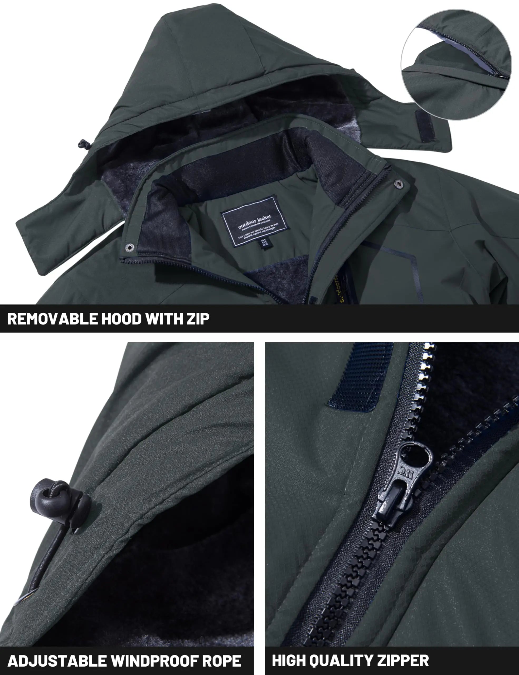 TACVASEN vestes de Ski d'hiver pour hommes manteaux polaires imperméables veste de Snowboard thermique isolée Parka imperméable avec capuche Parka homme
