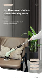 Épurateur électrique 9 en 1, brosse de nettoyage sans fil, douche, poignée d'extension réglable, étanche pour baignoire, carrelage et sol