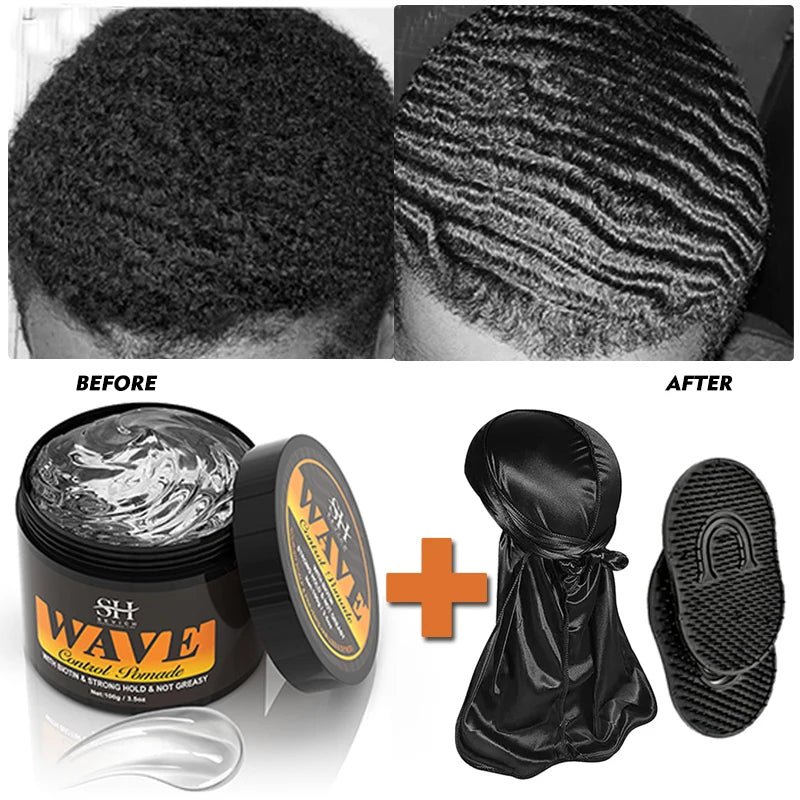 Gel ondulé 360 pour contrôle des frisottis, crème nourrissante à forte tenue pour cuir chevelu, pommade naturelle Anti-perte de cheveux en argile pour hommes noirs africains