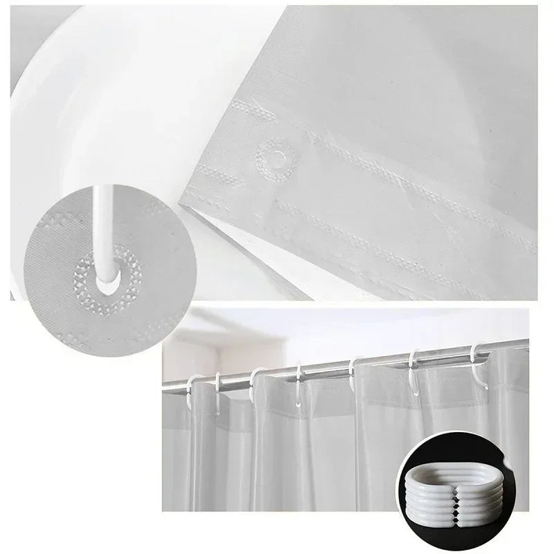 PEVA rideau de douche imperméable moisissure salle de bain rideau solide vague fenêtre Tulle maison luxe avec crochets lourd S pli ondulé douche