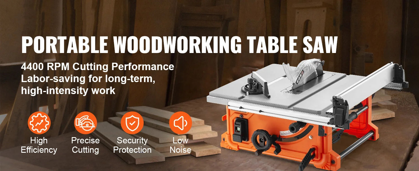 SucceBuy Scie de table 10 pouces 8 A 25 pouces Capacité d'éclat maximale 40 T Lame compacte portable pour le chantier de travail, le bricolage du bois, la fabrication de meubles