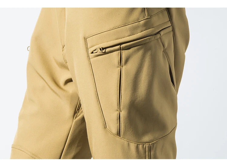 Pantalon cargo imperméable pour homme, doublé en polaire Sharkskin, idéal pour l'escalade, le ski, la randonnée, la pêche, avec de grandes poches