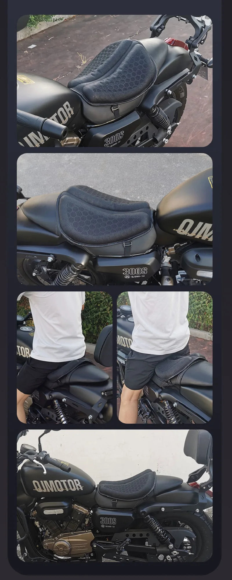 Coussin de siège de moto 3D en nid d'abeille antidérapant, coussin de siège en gel pour moto, coussin de siège pour soulager la pression, accessoires de moto