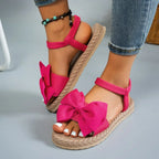 Femmes sandales 2026 nouveau été sandales légères mode plage pantoufles décontractées en plein air nœud papillon chaussures plates maison plate-forme sandales