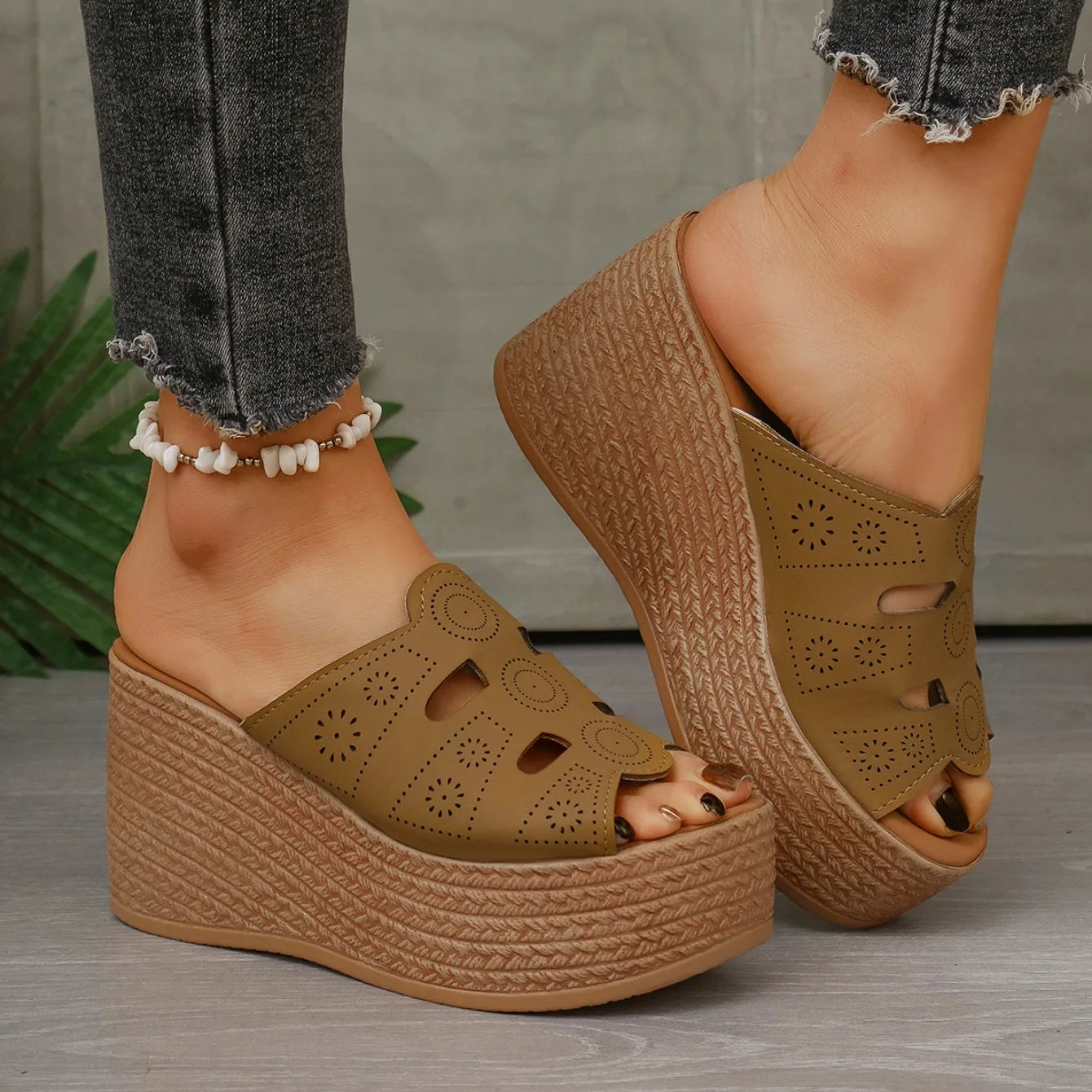 Été décontracté femme sandales en plein air plate-forme antidérapante sandales à talons compensés femmes anti-dérapant confortable chaussures De créateur Zapatos De Mujer