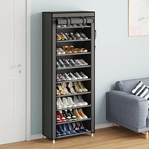 Étagère à chaussures simple avec rangement anti-poussière, armoire à chaussures multi-niveaux, support de rangement pour entrée de dortoir