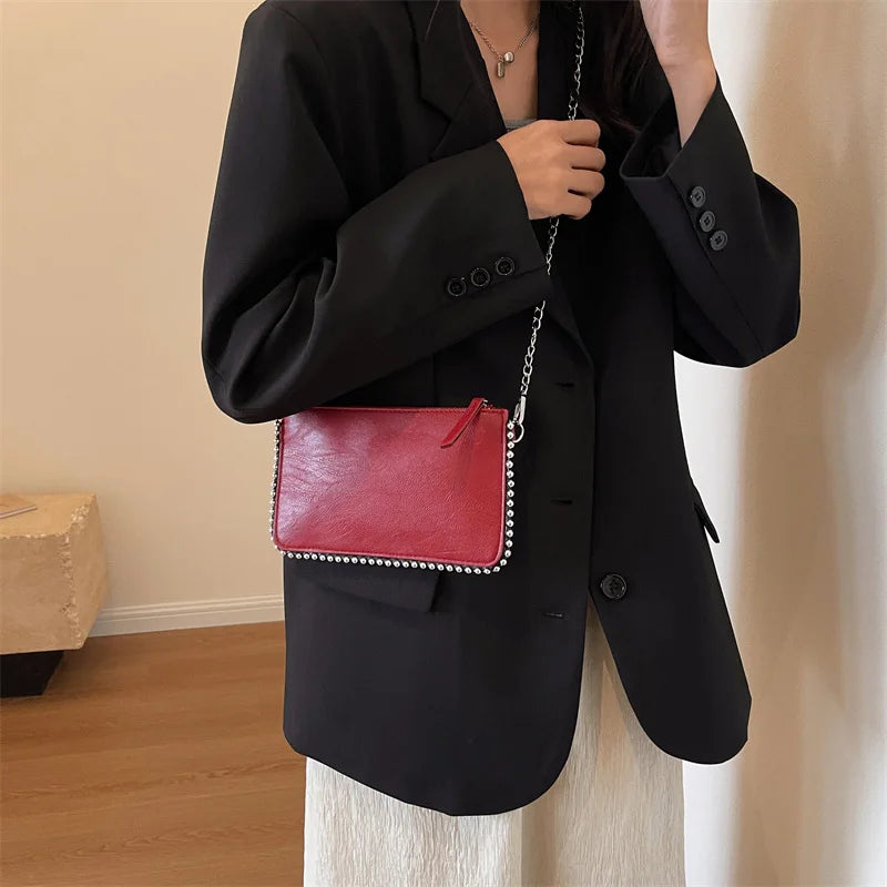 Sacs à bandoulière Design de couleur unie pour femmes chaîne de mode sacs à Main de téléphone portable Sac à bandoulière de mode Sac A Main femme