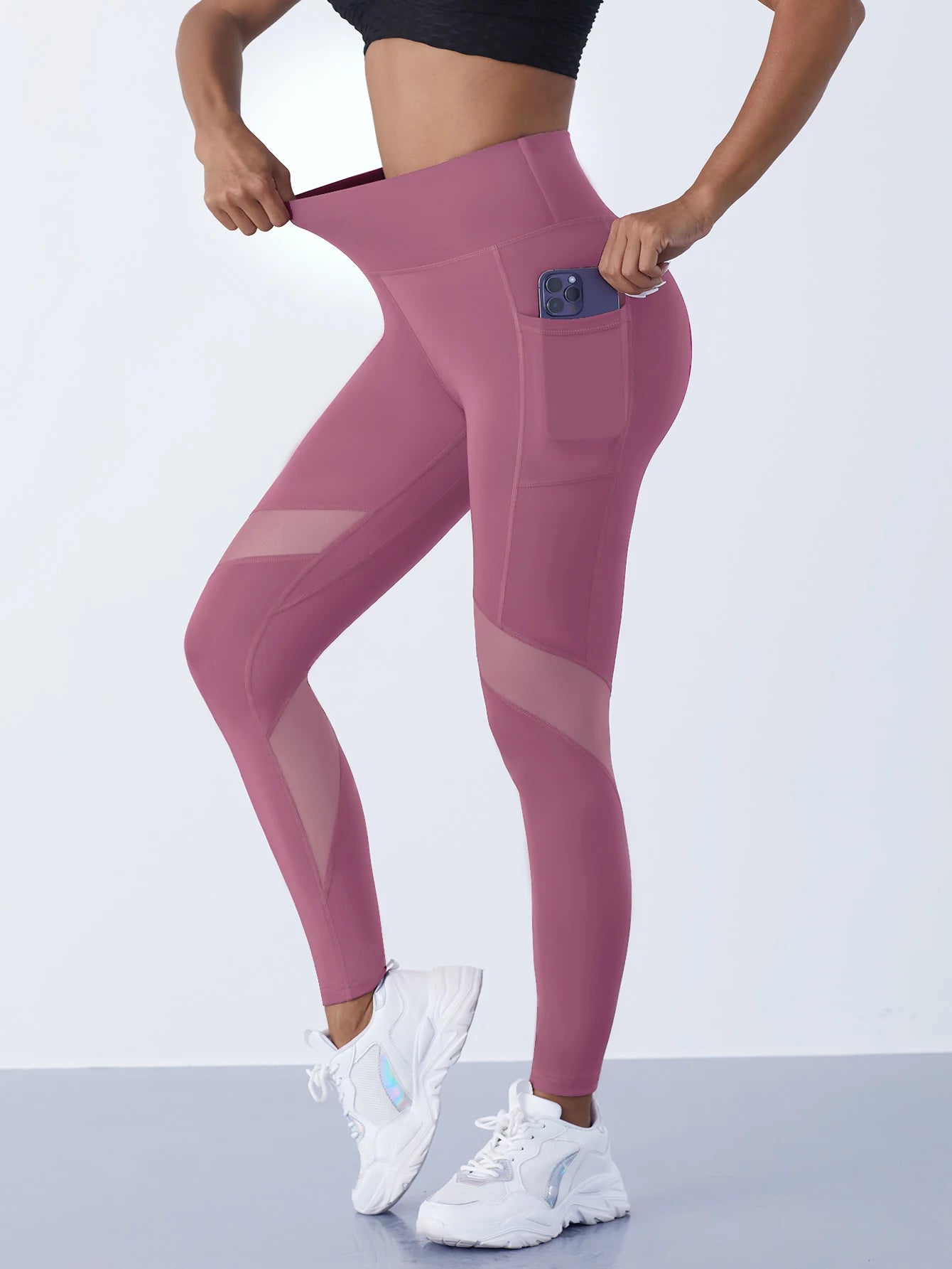 Pantalon de Yoga en maille pour femmes, 1 pièce, Leggings façonnant, taille haute, contrôle du ventre, hanches, course à pied, entraînement, vêtements de sport