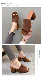 Sandales de Luxe Décontractées et Souples à Talons Hauts pour Femme, Mules Noires, Pantoufles d'Été, Chaussures d'Extérieur, Parka Ouverte, Taille 42
