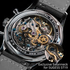Sugess – montre-bracelet pour hommes, ST1908, mouvement à col de cygne, chronographe mécanique, véritable calendrier de phase de lune, cuir Vintage, nouveau 2026