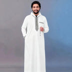 Nouvelle robe islamique musulmane pour hommes, thobe à manches longues, broderie classique, robe de style ethnique arabe, robe décontractée formelle pour hommes, robe de prière