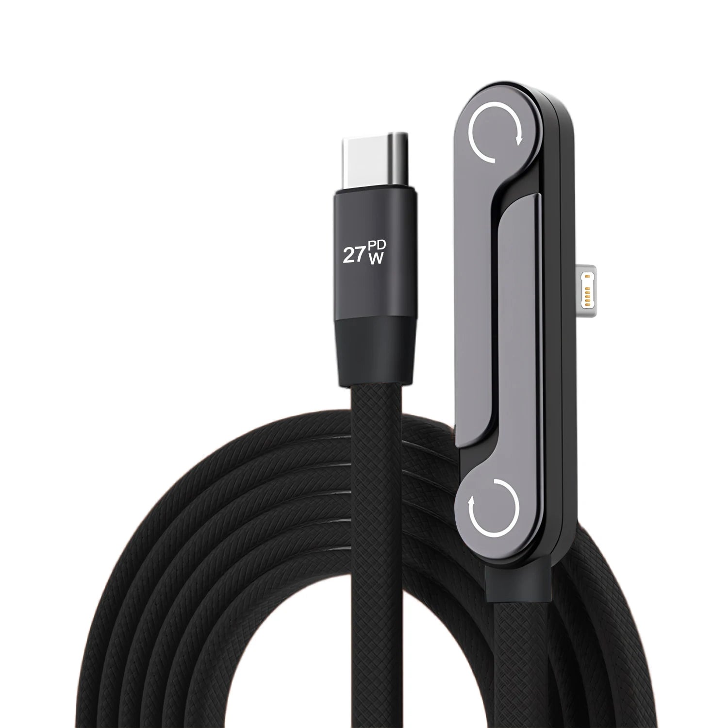 Câble USB Type C vers iOS 2-en-1 avec support de charge rapide pour iPhone 14, 13, 12, 11 et séries SE – Câbles USB-C coudés pour transfert de données