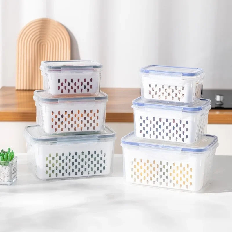 Grand panier de vidange de légumes, boîte spéciale de conservation des fruits, pour ustensiles indispensables, de qualité alimentaire, de cuisine, conteneur de stockage à double couche