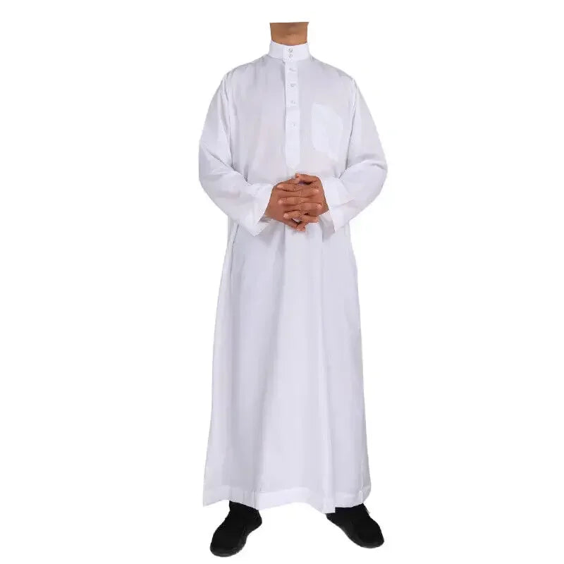 Hommes décontracté caftan ample musulman Thobe Jubba Dishdasha Thawb Robe islamique Abaya arabe couleur unie Robe