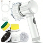 Brosse de nettoyage électrique 5 en 1, épurateur rotatif, brosse de nettoyage de salle de bains avec 5 têtes de brosse, brosse de nettoyage de cuisine et de vaisselle, Gadgets