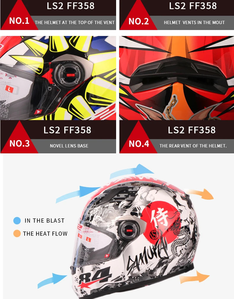 LS2 Casque intégral Masculino ls2 FF358 Motocross course homme femme Casco Moto Casque sans pompe qualité approuvée ECE