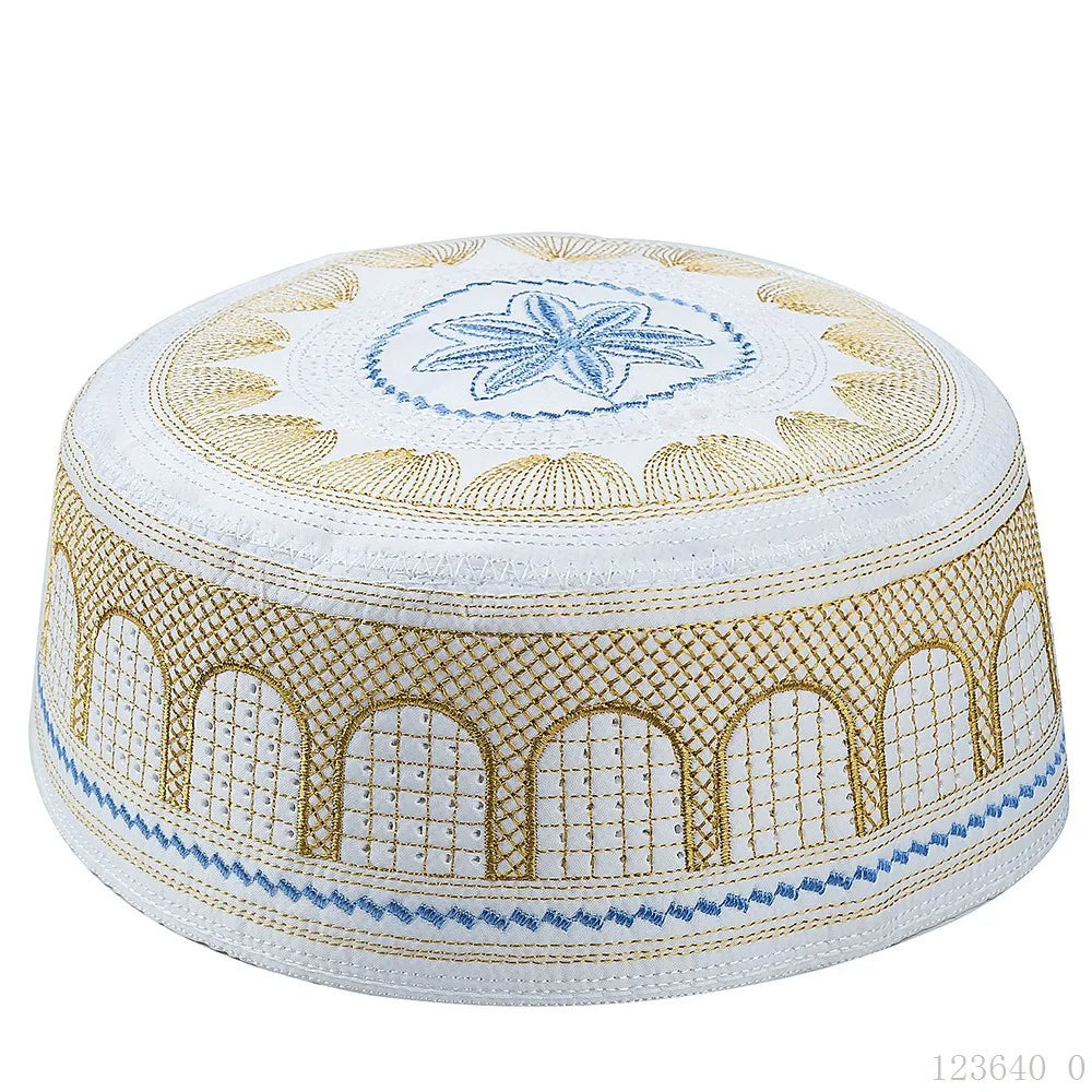 Coton broderie hommes musulmans casquettes de prière loisirs arabie saoudite chapeau islamique hommes foulard Topkippot Turban Islam casquette juive