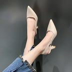 Mode d'été nouveau bout pointu talon aiguille bouche peu profonde respirant PU confortable et élégant chaussures pour femmes sandales Sexy