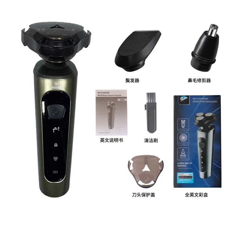 Rasoirs électriques étanches pour hommes, tondeuse électrique, support de rasoir, utilisation à sec, batterie aste, rasoirs à distance, machine de rasage