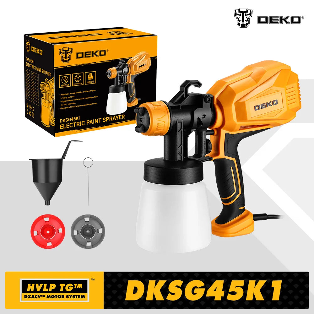 DEKO 450W haute puissance maison pistolet à pulvérisation électrique 800ML pulvérisateur de peinture sans fil ménage HVLP pistolet à peinture pour meubles armoires