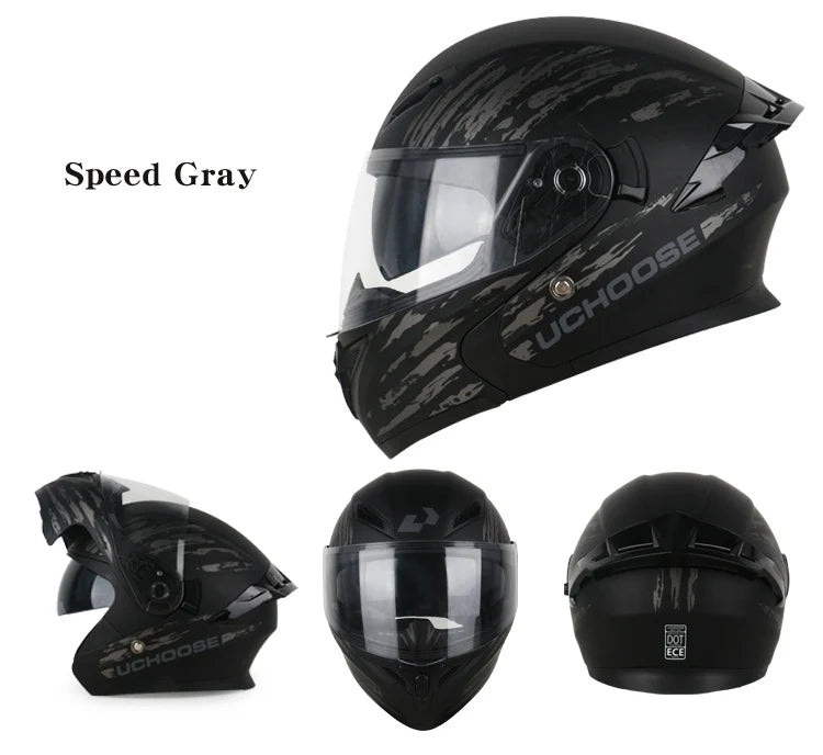 DOT Uchoose casques approuvés Crash moto équipement de protection hommes femmes casque rabattable moto visière Double soleil