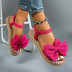 Femmes sandales 2026 nouveau été sandales légères mode plage pantoufles décontractées en plein air nœud papillon chaussures plates maison plate-forme sandales