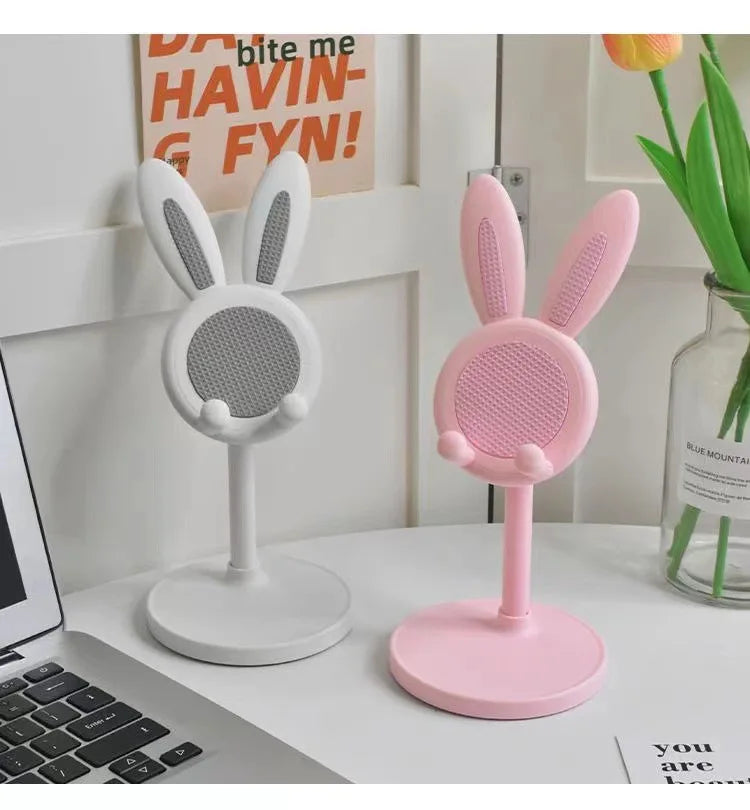 Support de téléphone portable de bureau en forme de lapin de dessin animé mignon, support de téléphone réglable pour iPhone, iPad, Samsung, smartphone, support de table