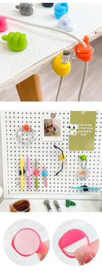 Crochet de décoration murale auto-adhésif en Silicone, 2 pièces, crochet créatif pour clé à pouce, Clip de câble de données pour maison/bureau, organisateur de bureau en fil