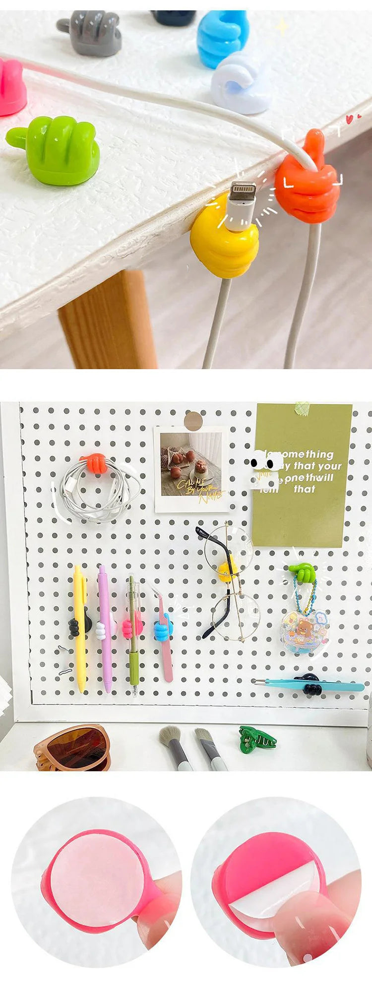 Crochet de décoration murale auto-adhésif en Silicone, 2 pièces, crochet créatif pour clé à pouce, Clip de câble de données pour maison/bureau, organisateur de bureau en fil
