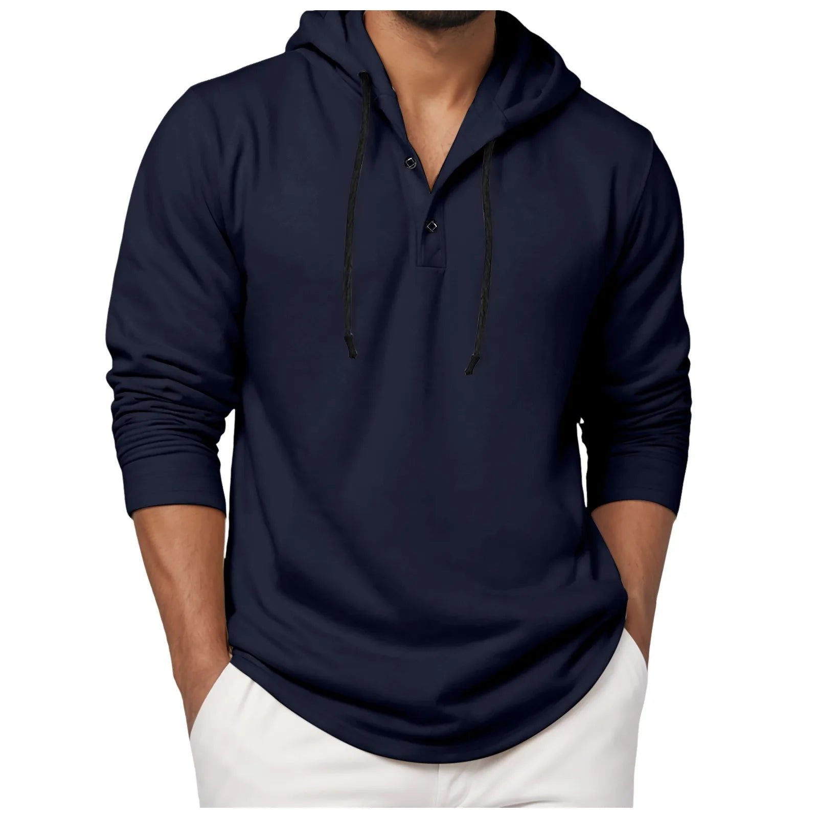 Sweat à capuche à manches longues pour hommes, chemise à boutons, décontractée, plage, Yoga, surdimensionné, chemises décontractées pour hommes, ample