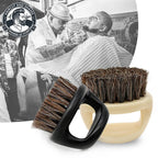 Brosse à barbe professionnelle pour hommes-brosse à poils de sanglier brosse de nettoyage de barbe petite et ronde-peigne à poils à manche noir