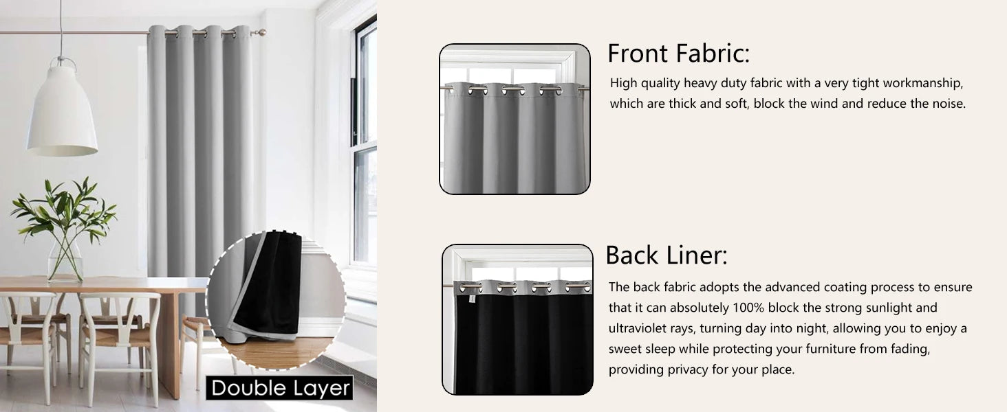 Rideau occultant pour salon, en Polyester, avec œillet de pongé, isolation thermique, bloquant la lumière, pour porte française de Patio