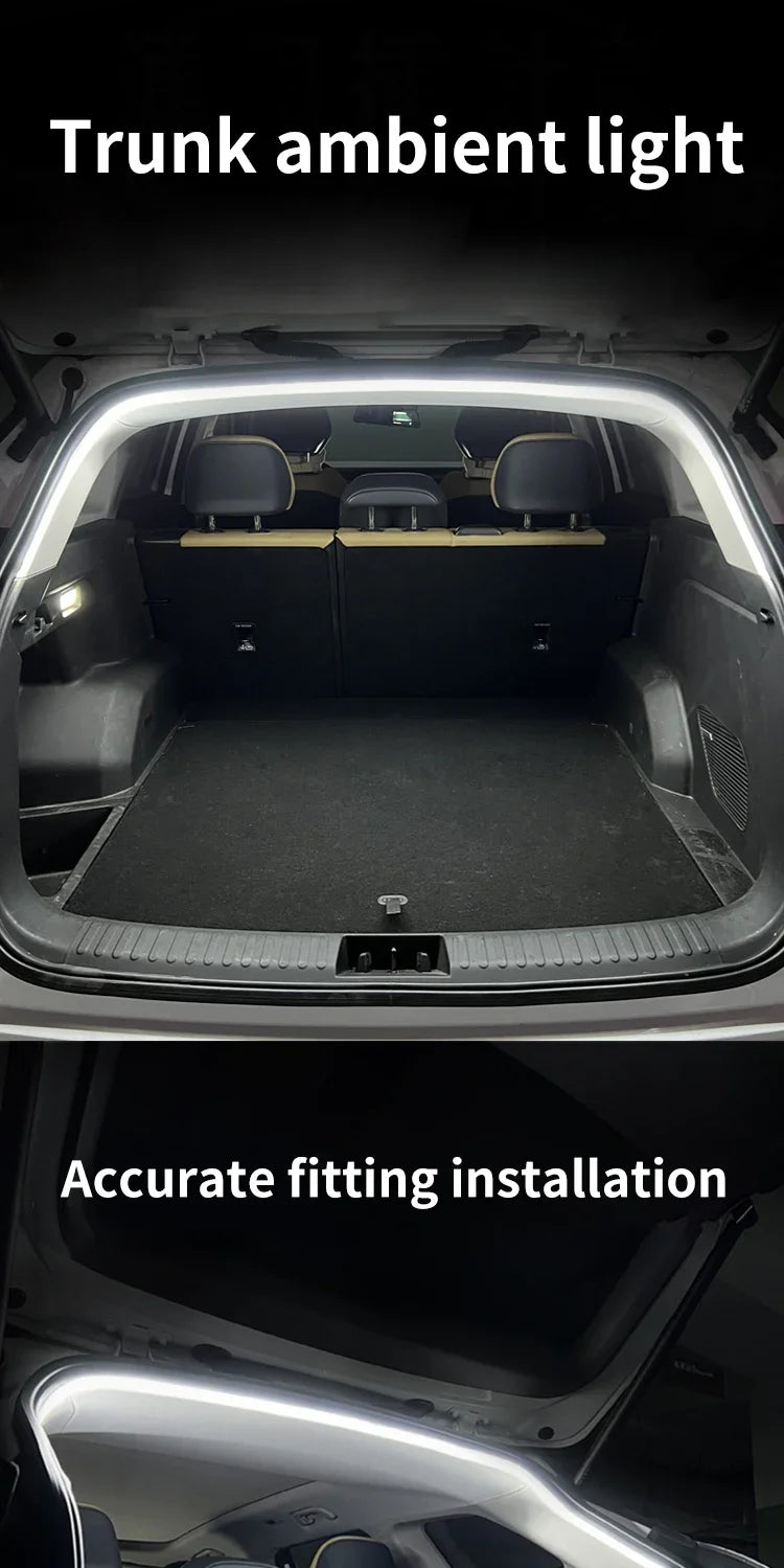 Éclairage de coffre de voiture à haute luminosité, éclairage d'ambiance, décoration intérieure, bande lumineuse LED sans fil, détection automatique, éclairage de hayon