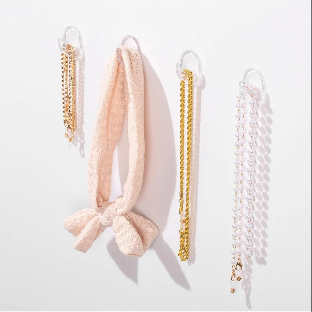 Mini crochet adhésif transparent et résistant pour porte de cuisine, miroir de salle de bain, armoire, rangement de bijoux, sans marques, sans perçage requis