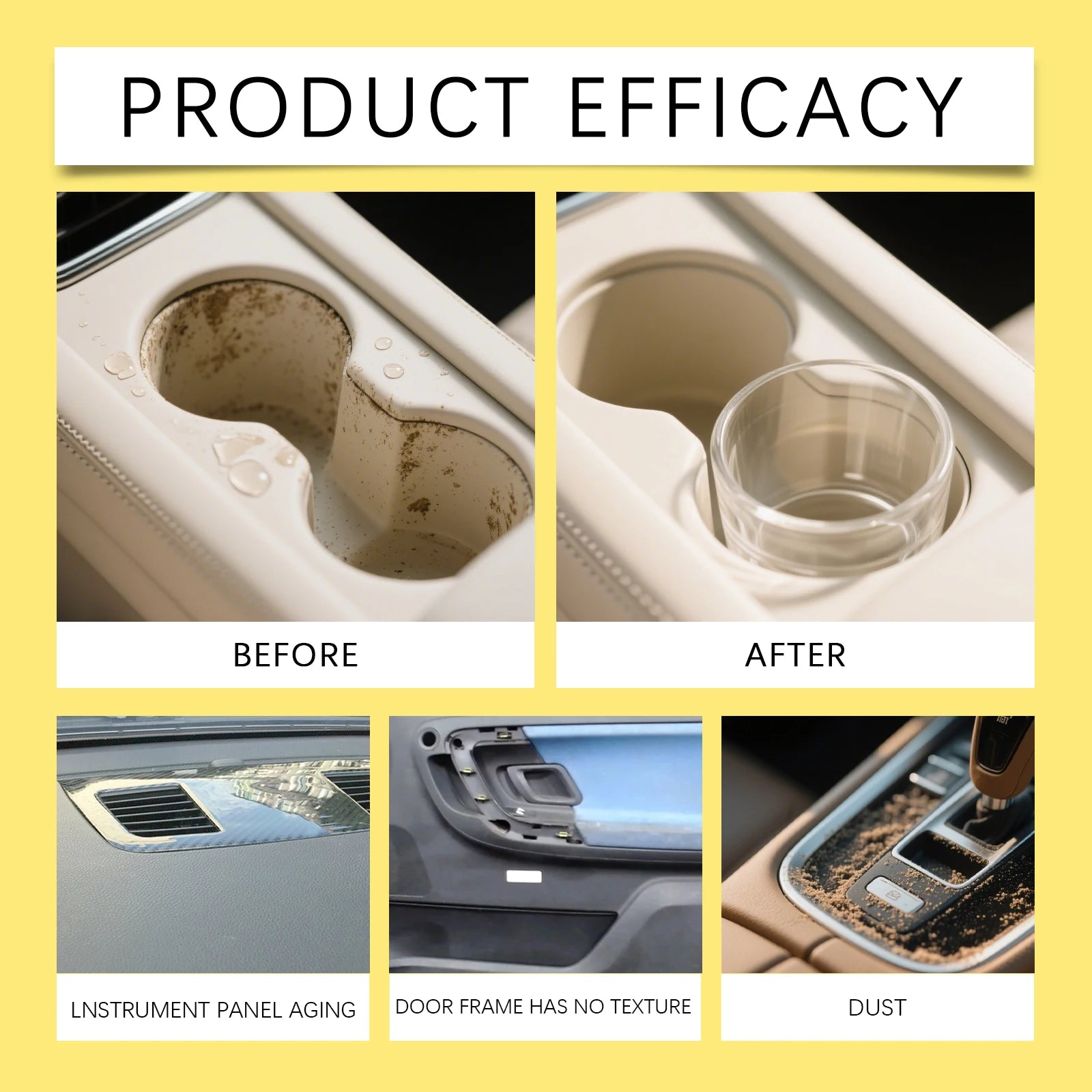 Nettoyant pour intérieur de voiture, élimine efficacement les taches de graisse de la poussière, nettoie les vernis du tableau de bord intérieur améliore la brillance, Agent de rénovation
