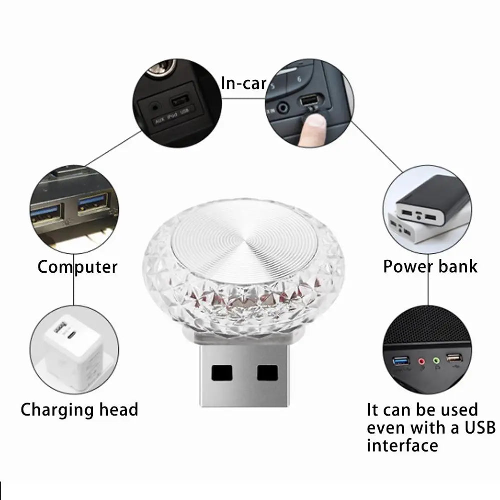 Lumières d'ambiance LED USB pour voiture, mini lampes portables, lumières décoratives intérieures pour voiture et ordinateur, éclairage environnemental