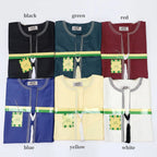 Hommes musulmans à manches longues Robe pull Aman Abaya Jubba Thobe pour hommes saoudien arabe caftan Islam vêtements Rayer Robe Afghan mâle