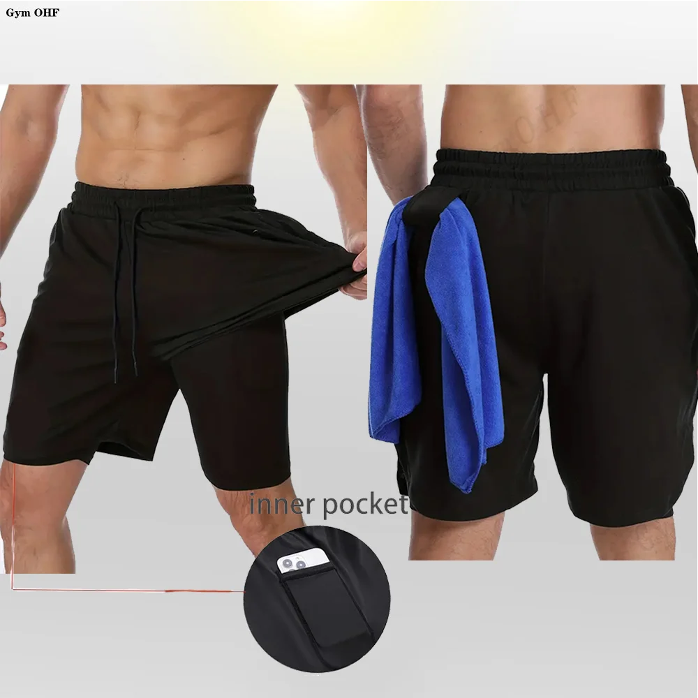 LONSDALE short de Fitness imprimé motif pour hommes Double couche 2 en 1 séchage rapide Fitness loisirs de plein air entraînement short de sport