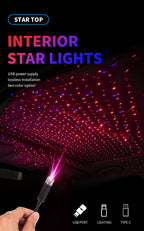 LED ciel étoilé lampe voiture Laser étoile toit lumière 5V USB alimenté galaxie étoile atmosphère lumière projecteur lampe pour chambre plafond décor
