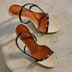 VEYKE-Sandales à Talons Hauts Noirs et Blancs pour Femme, Chaussures de Bal de Mariage à la Mode