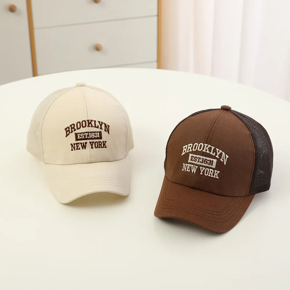 Casquette de Baseball en maille avec lettres brodées pour enfants, chapeau d'été pour bébé, garçon et fille, en coton, à rabat, Hip Hop, chapeau de pêche