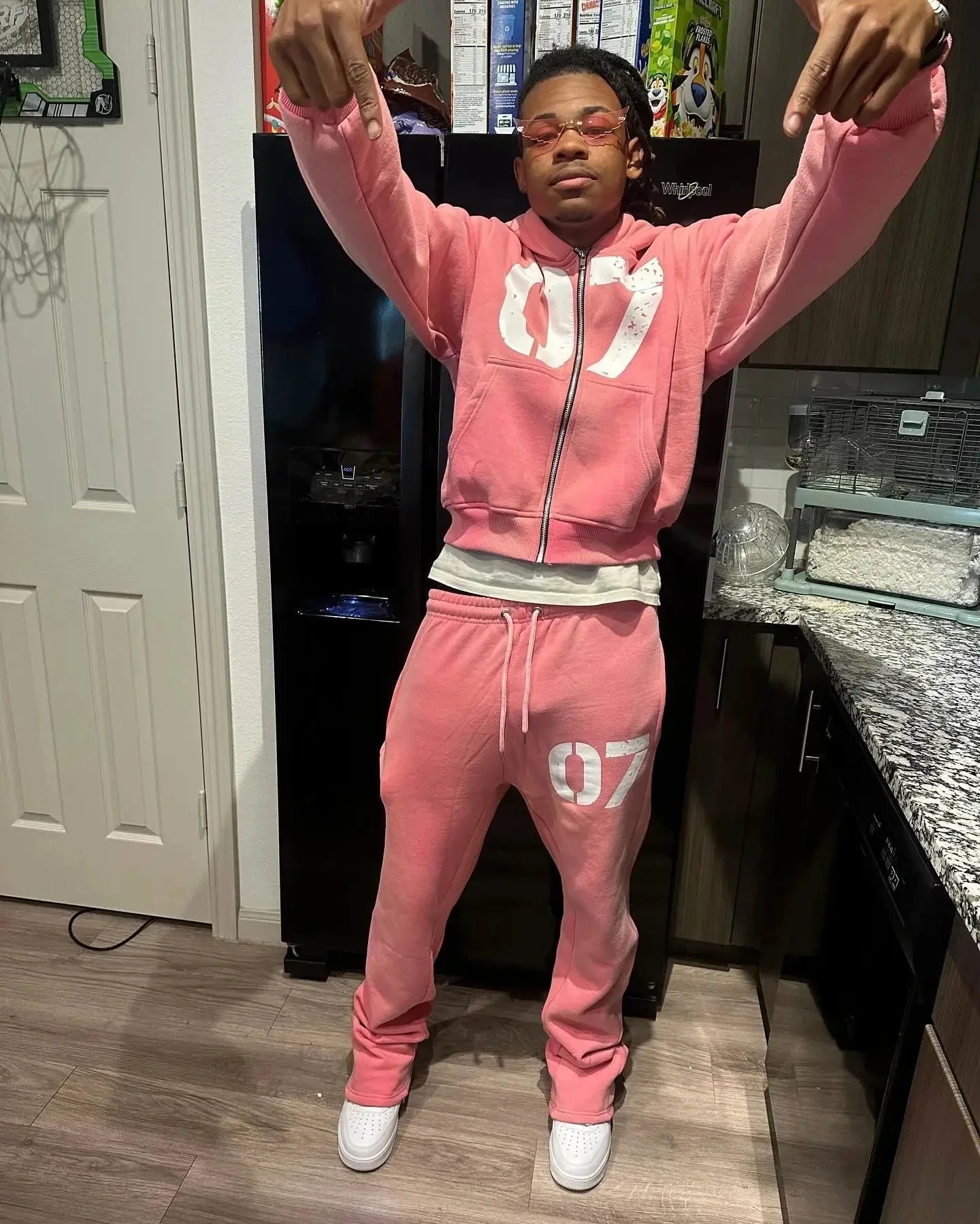 Streetwear Y2K décontracté Baggy pantalons de survêtement cordon pantalon de sport cardigan à fermeture éclair mode impression numérique à capuche hommes femmes ensemble de rue