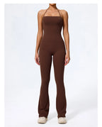 Nouvelle combinaison de yoga sans manches pour femme, salopette évasée de sport à dos nu pour la gym, tenue de sport pour femme