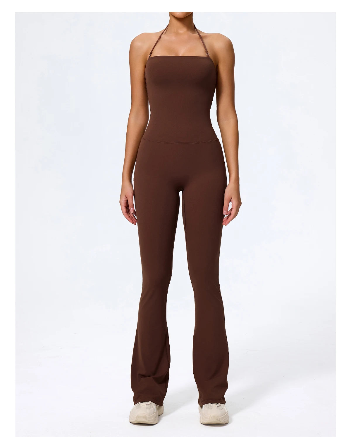 Nouvelle combinaison de yoga sans manches pour femme, salopette évasée de sport à dos nu pour la gym, tenue de sport pour femme