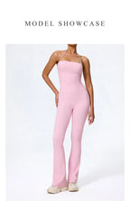 Nouvelle combinaison de yoga sans manches pour femme, salopette évasée de sport à dos nu pour la gym, tenue de sport pour femme