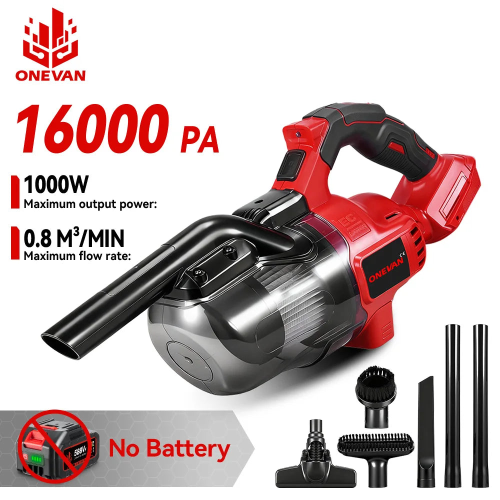 ONEVAN – aspirateur électrique sans fil 16000PA, outils électriques multifonctionnels pour le nettoyage des sols, broche de batterie 18V
